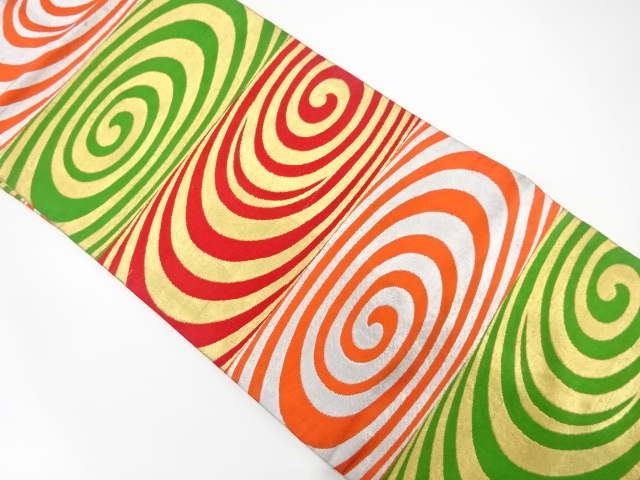 アンティーク　渦巻模様織り出し名古屋帯（着用可）